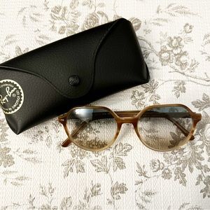 Ray-Ban Bi Gradient Thalia Round Hexagon Sunglasses Blue Brown Lense Brown Frame